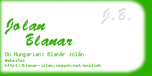 jolan blanar business card