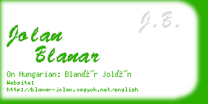 jolan blanar business card